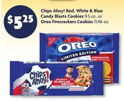 Family Dollar Chips Ahoy! Red, White & Blue Candy Blasts Cookies or Oreo Firecrackers Cookies offer