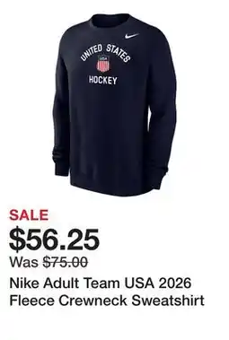 Dick's Sporting Goods Nike Adult Team USA 2026 Fleece Crewneck Sweatshirt offer