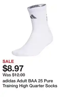 Dick's Sporting Goods adidas Adult BAA 25 Pure Training High Quarter Socks offer