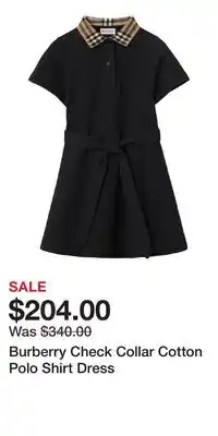 Nordstrom Burberry Check Collar Cotton Polo Shirt Dress offer