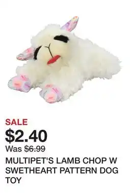Petsmart MULTIPET'S LAMB CHOP W SWETHEART PATTERN DOG TOY offer