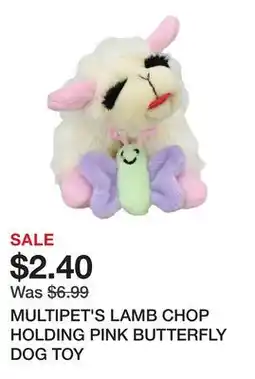 Petsmart MULTIPET'S LAMB CHOP HOLDING PINK BUTTERFLY DOG TOY offer