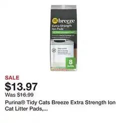 Petsmart Purina Tidy Cats Breeze Extra Strength Ion Cat Litter Pads, Lemongrass Scent Refill Pack- 8 Ct offer