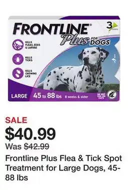 Petsmart Frontline Plus Flea & Tick Spot Treatment for Large Dogs, 45-88 lbs offer
