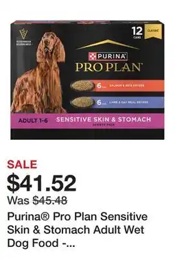 Petsmart Purina Pro Plan Sensitive Skin & Stomach Adult Wet Dog Food - Pate, Variety Pack, 13 Oz, 12 Count offer