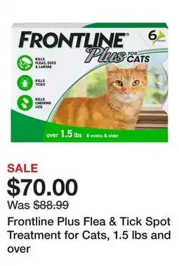 Petsmart Frontline Plus Flea & Tick Spot Treatment for Cats, 1.5 lbs and over offer