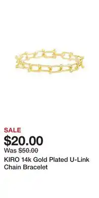 Kohl's KIRO 14k Gold Plated U-Link Chain Bracelet offer