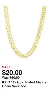 Kohl's KIRO 14k Gold Plated Mariner Chain Necklace offer