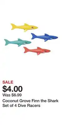 Kohl's Coconut Grove Finn the Shark Set of 4 Dive Racers offer