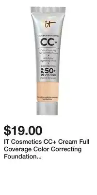 Kohl's IT Cosmetics CC+ Cream Full Coverage Color Correcting Foundation with SPF 50+ offer