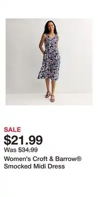 Kohl's Women's Croft & Barrow Smocked Midi Dress offer