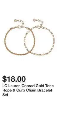 Kohl's LC Lauren Conrad Gold Tone Rope & Curb Chain Bracelet Set offer