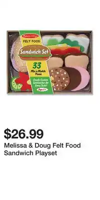 Kohl's Melissa & Doug Felt Food Sandwich Playset offer