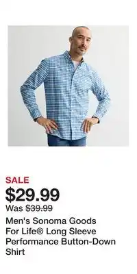 Kohl's Men's Sonoma Goods For Life Long Sleeve Performance Button-Down Shirt offer