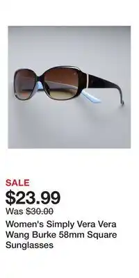 Kohl's Women's Simply Vera Vera Wang Burke 58mm Square Sunglasses offer