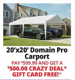 Ocean State Job Lot 20'x20' Domain Pro Carport offer