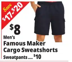Ocean State Job Lot Men's Famous Maker Cargo Sweatshorts offer