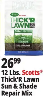 Ocean State Job Lot 12 Lbs Scotts Thick'R Lawn Sun & Shade Repair Mix offer