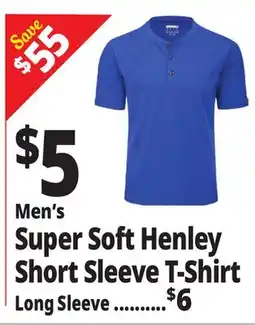 Ocean State Job Lot Men's Super Soft Henley Short Sleeve T-Shirt offer