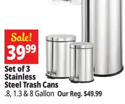 Ocean State Job Lot Set of 3 Stainless Steel Trash Cans offer