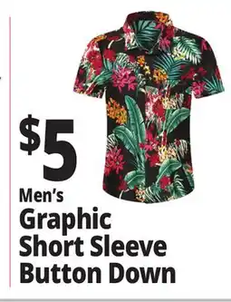 Ocean State Job Lot Men's Graphic Short Sleeve Button Down offer
