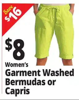 Ocean State Job Lot Women's Garment Washed Bermudas or Capris offer