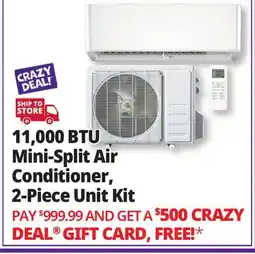 Ocean State Job Lot 11,000 BTU Mini-Split Air Conditioner, 2-Piece Unit Kit offer