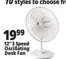 Ocean State Job Lot 12 3 Speed Oscillating Desk Fan offer