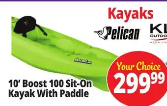 Ocean State Job Lot 10' Boost 100 Sit-On Kayak With Paddle offer