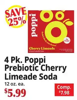 Ocean State Job Lot 4 Pk. Poppi Prebiotic Cherry Limeade Soda offer