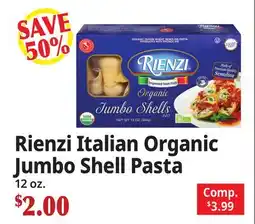 Ocean State Job Lot Rienzi Italian Organic Jumbo Shell Pasta offer