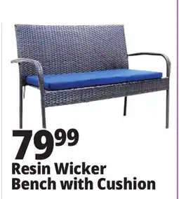 Ocean State Job Lot Resin Wicker Bench with Cushion offer