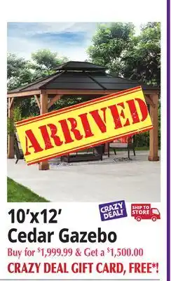 Ocean State Job Lot 10' x 12' Cedar Gazebo offer