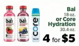 Living Fresh Market Bai 18 oz. or Core Hydration 30,4 oz offer