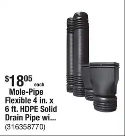 The Home Depot Mole-Pipe Flexible Drain Pipe offer