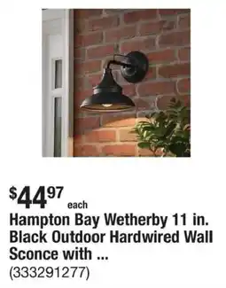 The Home Depot Hampton Bay Wetherby Black Outdoor Hardwired Wall offer