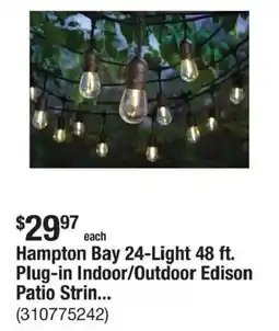 The Home Depot Hampton Bay Plug-in Indoor/Outdoor Edison Patio Strin... offer