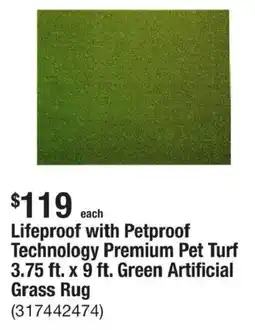 The Home Depot Lifeproof with Petproof Technology Premium Pet Turf Green Artificial Grass Rug offer
