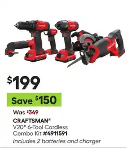 Lowe's V20F 6-Tool Cordless Combo Kit offer
