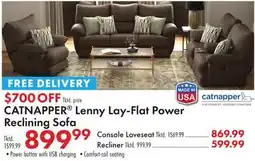Boscov's CATNAPPER Lenny Lay-Flat Power Reclining Sofa offer
