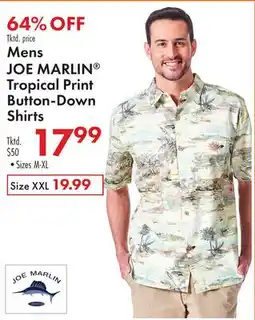 Boscov's Mens JOE MARLIN Tropical Print Button-Down Shirts offer