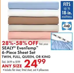 Boscov's SEALY EvenTemp 6-Piece Sheet Set offer