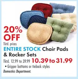 Boscov's ENTIRE STOCK Chair Pads & Rocker Sets offer
