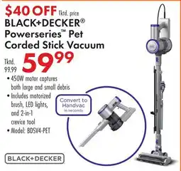 Boscov's BLACK + DECKER Powerseries Pet Corded Stick Vacuum offer