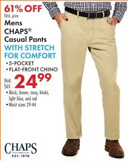 Boscov's Mens CHAPS Casual Pants WITH STRETCH FOR COMFORT offer