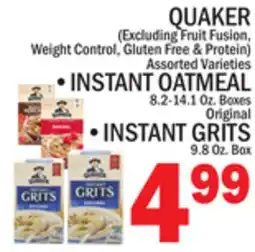 C Town QUAKER INSTANT OATMEAL 8.2-14.1 Oz. Boxes Original offer