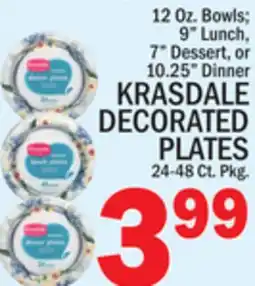 C Town KRASDALE DECORATED PLATES 24-48 Ct. Pkg offer