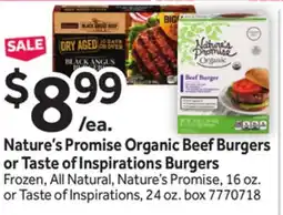 Stop&Shop Nature's Promise Organic Beef Burgers or Taste of Inspirations Burgers offer