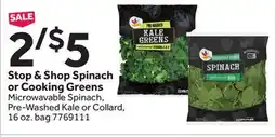 Stop&Shop Stop & Shop Spinach or Cooking Greens offer