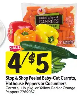 Stop&Shop Stop & Shop Peeled Baby-Cut Carrots, Hothouse Peppers or Cucumbers offer